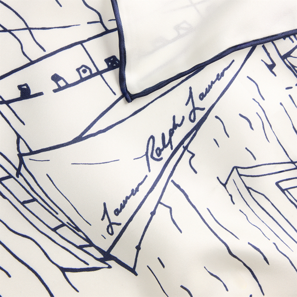 Seidentuch mit Landschaftsdruck Lauren in Navy 3