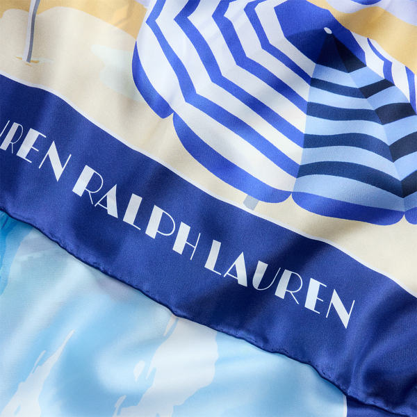 Landscape-Motif Silk Square Scarf