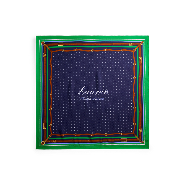 Belting-Print & Polka-Dot Square Scarf