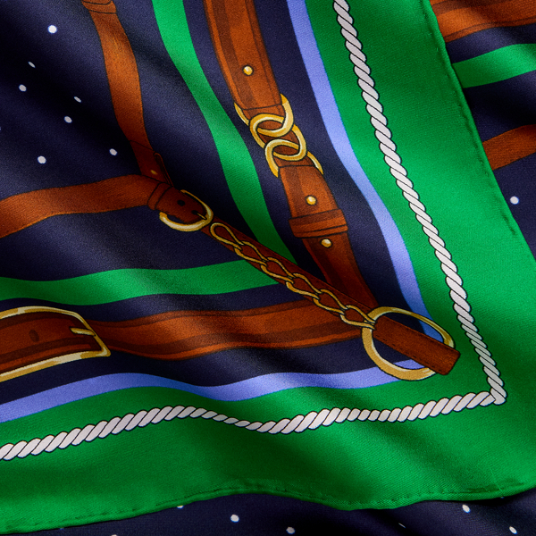 Belting-Print & Polka-Dot Square Scarf