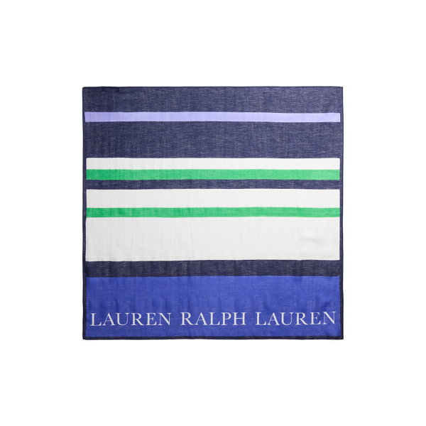 Cruise Royal Logo Striped Linen & Cotton Square Scarf Lauren 2