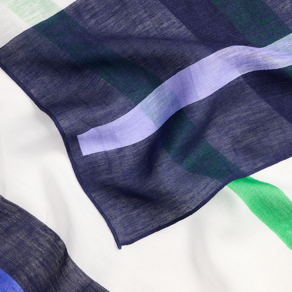 Cruise Royal Logo Striped Linen & Cotton Square Scarf Lauren 3