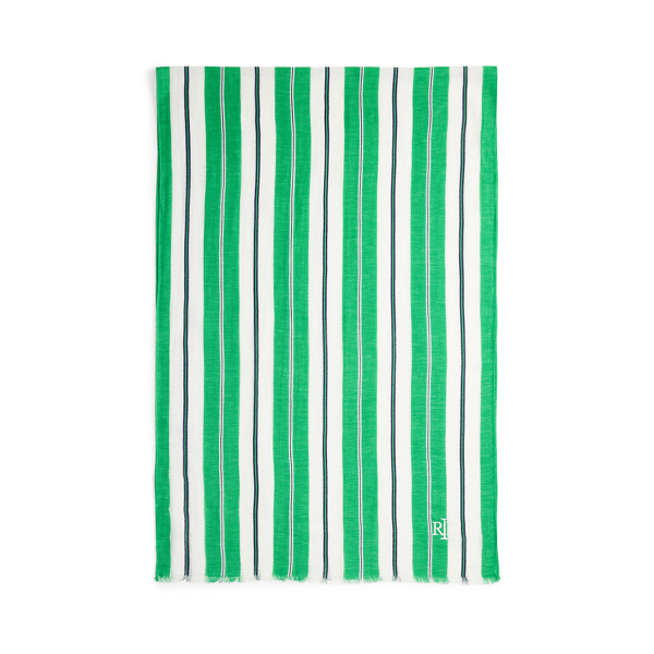 &Eacute;charpe ray&eacute;e lin-coton Lauren en Vert rameau 2