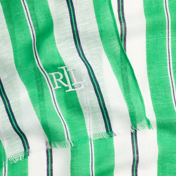 &Eacute;charpe ray&eacute;e lin-coton Lauren en Vert rameau 3
