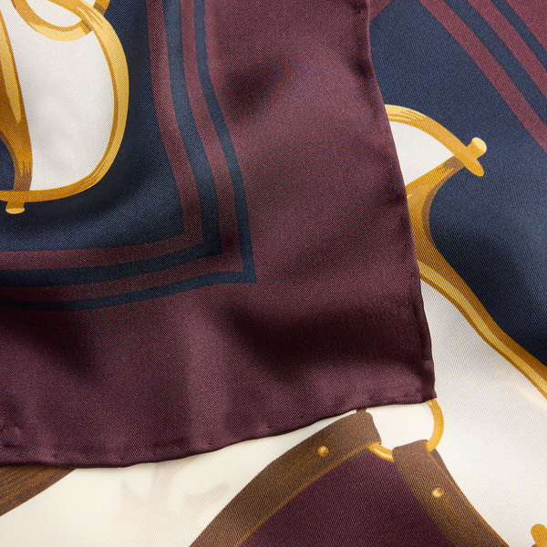 Logo Equestrian-Print Silk Square Scarf
