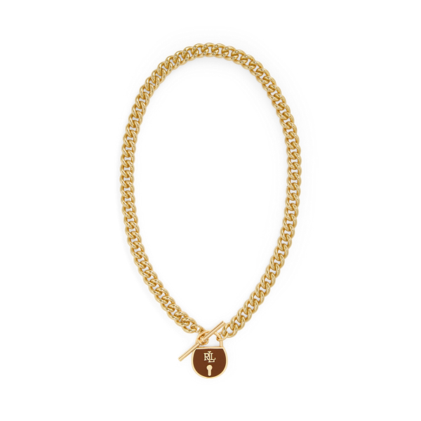 Ralph Laurenロゴパドロックダブルチェーンペンダントネックレス Ralph Laurenロゴパドロックダブルチェーンペンダントネックレス