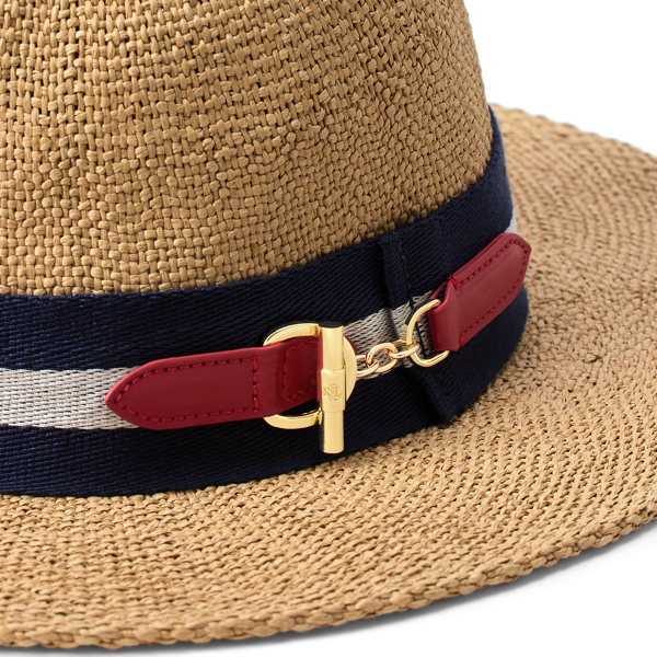 Stroh-Fedora mit G&uuml;rteldetail Lauren in Dunkles Sandbraun 3