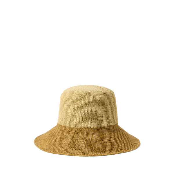 Birch Tan Two-Tone Crocheted Straw Bucket Hat Lauren 2
