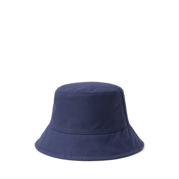 Refined Navy Embroidered-Logo Cotton Bucket Hat Lauren 2