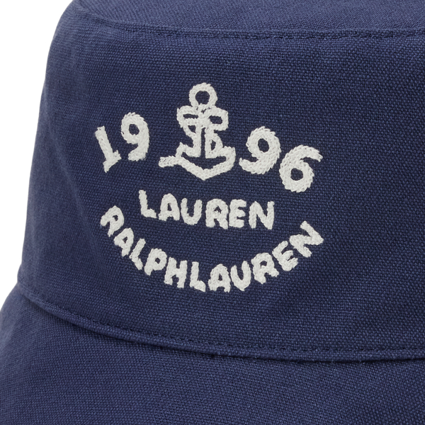 Refined Navy Embroidered-Logo Cotton Bucket Hat Lauren 3