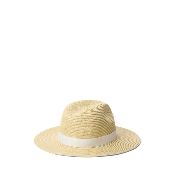 Natural/White Packable Plaited Straw Fedora Lauren 2