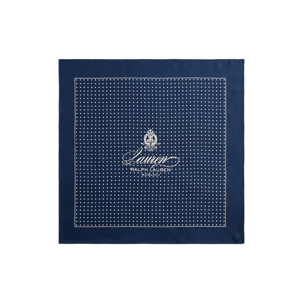 Navy Polka-Dot Crest Silk Square Scarf Lauren 2