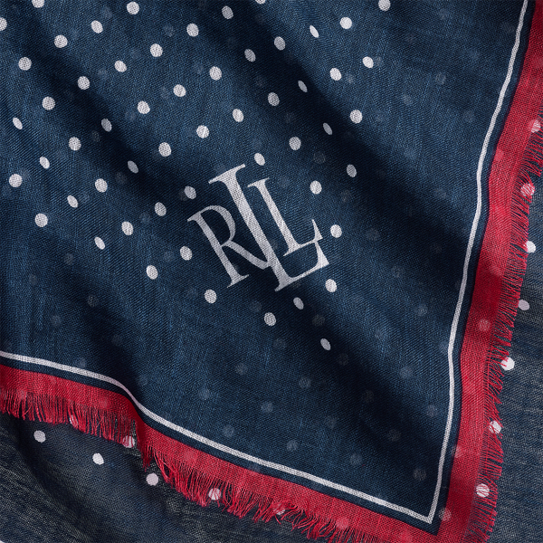 Leinen-Baumwoll-Tuch mit Punkten Lauren in Navy 3