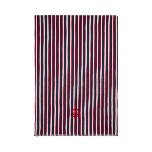 Navy Striped Linen-Cotton Wrap Scarf Lauren 2