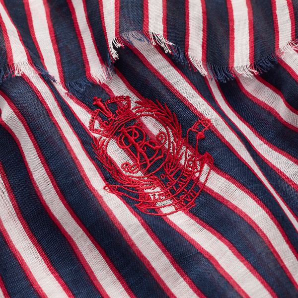 Navy Striped Linen-Cotton Wrap Scarf Lauren 3
