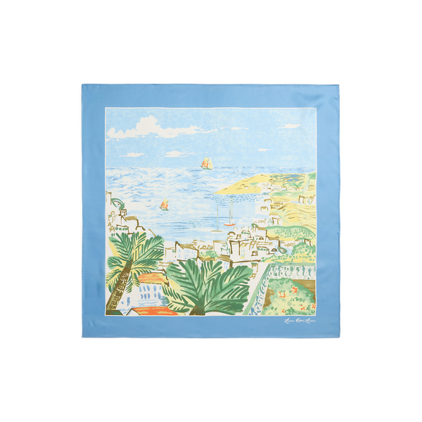 Blue Note Coastal-Print Silk Square Scarf Lauren 2