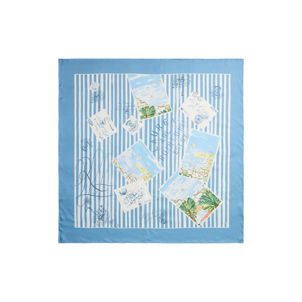Gestreiftes Seidentuch mit Motiv Lauren in Blaue Note 2
