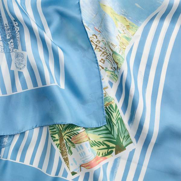 Gestreiftes Seidentuch mit Motiv Lauren in Blaue Note 3