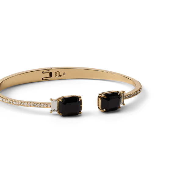 Gold/Black Pav&eacute; Gold-Plated Stone Cuff Bracelet Lauren 2