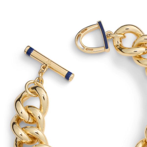Gold/Blue Gold-Plated Link Stirrup Toggle Bracelet Lauren 2