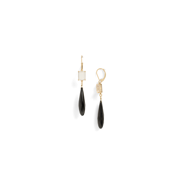 Gold/Black Gold-Plated Stone Drop Earrings Lauren 2