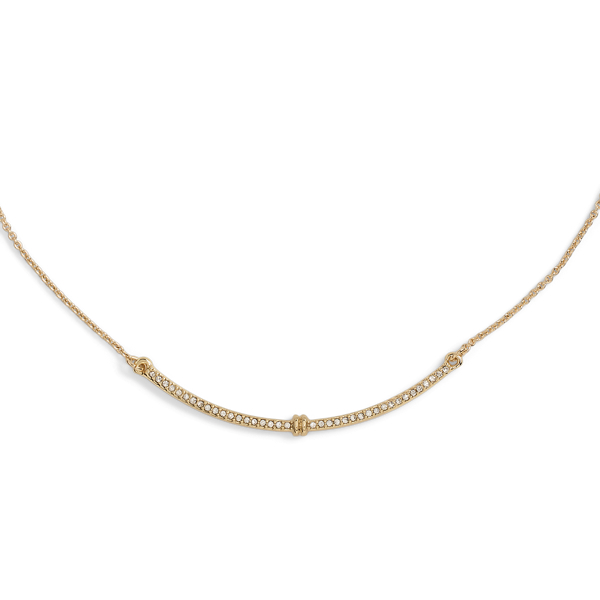 Gold/Crystal Pav&eacute; Gold-Plated Curved Bar Necklace Lauren 2