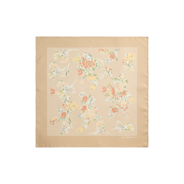 Lauren Floral Silk Square Scarf 진저 탠 2
