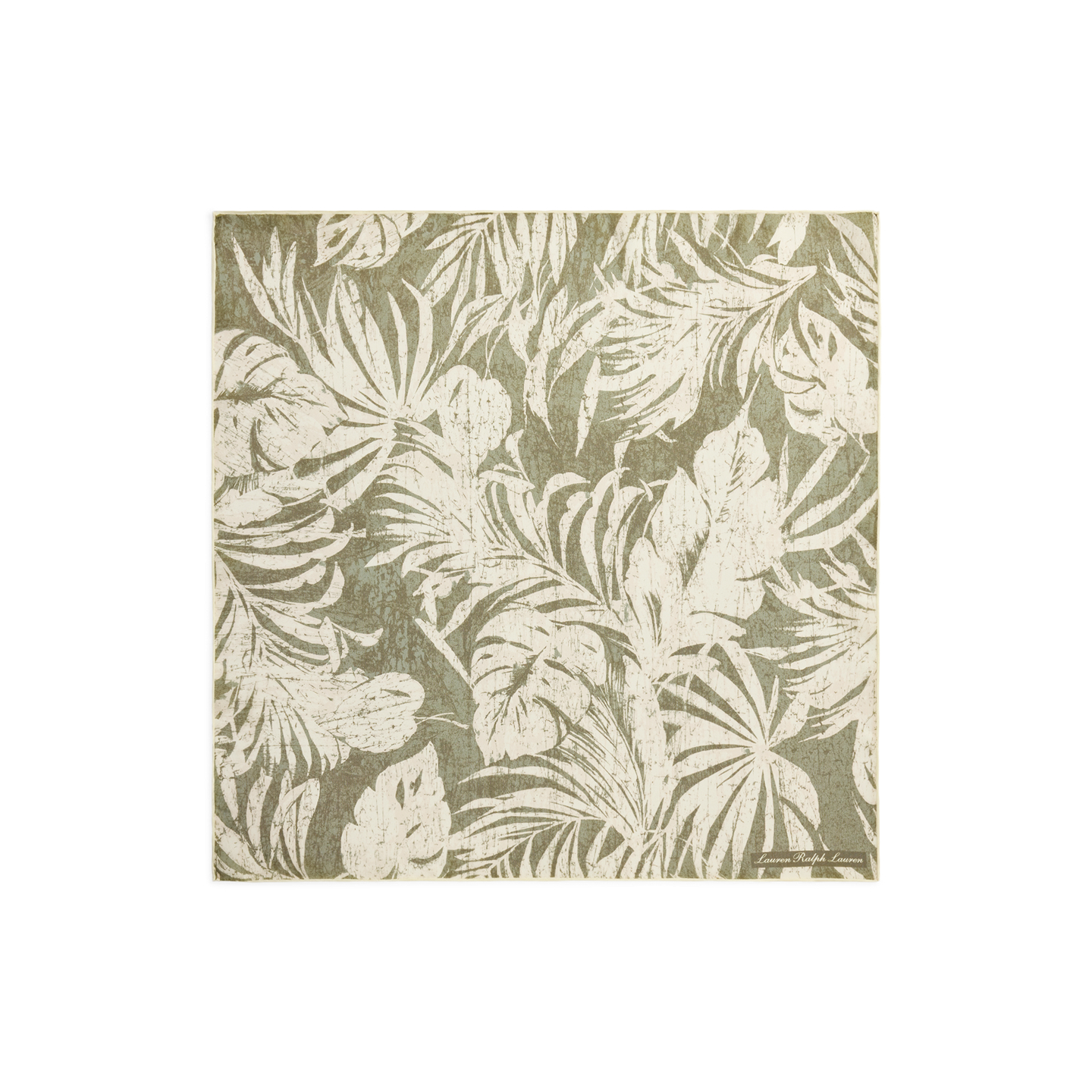Женский шарф Ralph Lauren Palm-Frond-Print Silk Square, цвет: Оливковый — фото 1