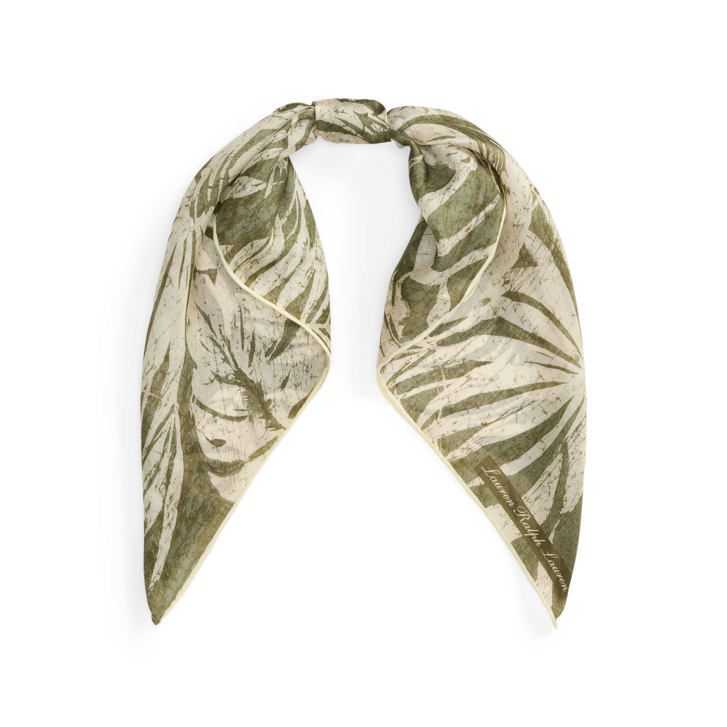 Женский шарф Ralph Lauren Palm-Frond-Print Silk Square, цвет: Оливковый — фото 2