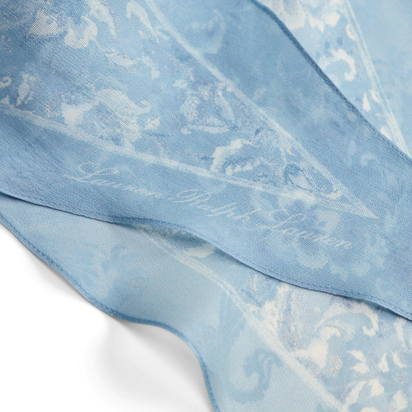 Blue Floral Silk Diamond Scarf Lauren 3
