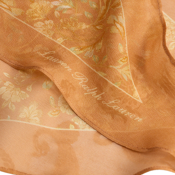 Red Terracotta Floral Silk Diamond Scarf Lauren 3