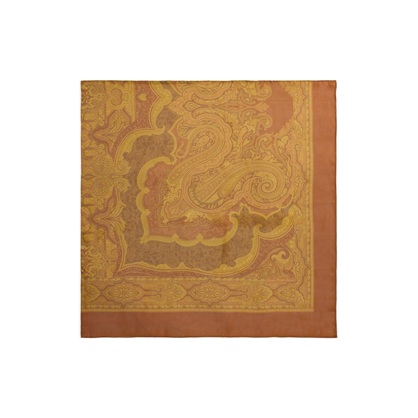 Red Terracotta Paisley Silk Square Scarf Lauren 2