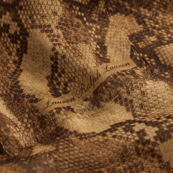 Tobacco Bronze Python-Print Silk Wrap Scarf Lauren 3
