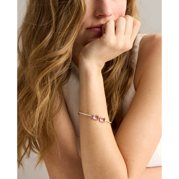 Vergoldeter Scharnierarmreif Lauren in Gold/Rosa 3