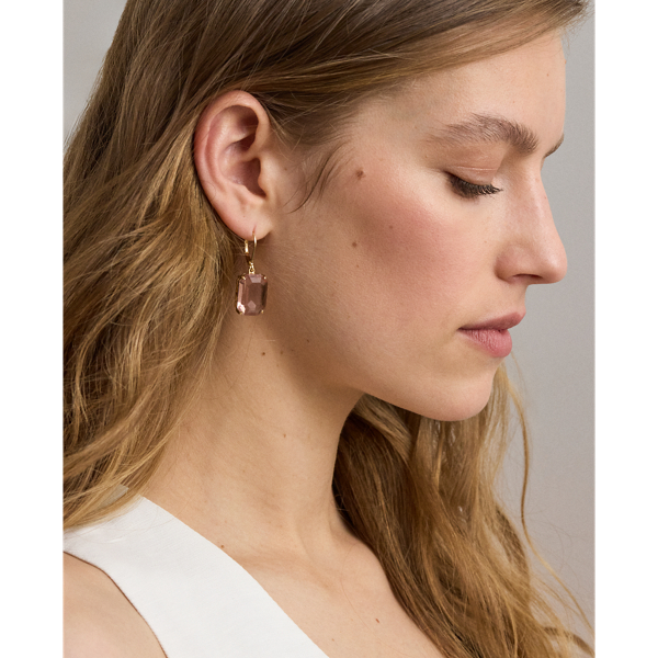 Vergulde oorhangers met stenen Lauren in Goud/Roze 3