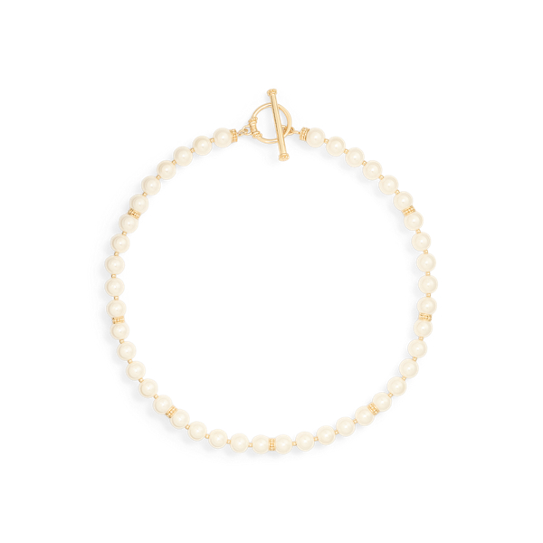 Collier doré avec perles synthétiques