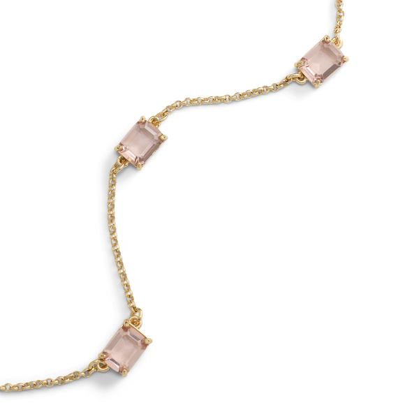 Gold/Pink Gold-Plated Stone Station Necklace Lauren 2