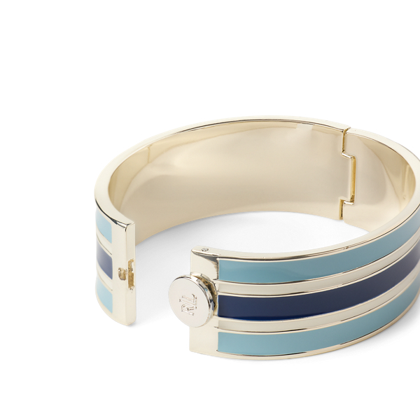 Silver/Blue Silver-Plated & Enamel Crest Bangle Lauren 2