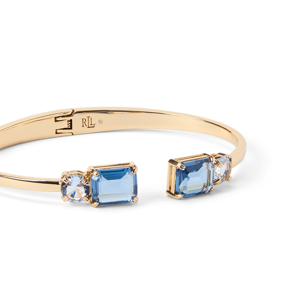 Blue/Multi Gold-Plated Stone Hinge Bangle Lauren 2