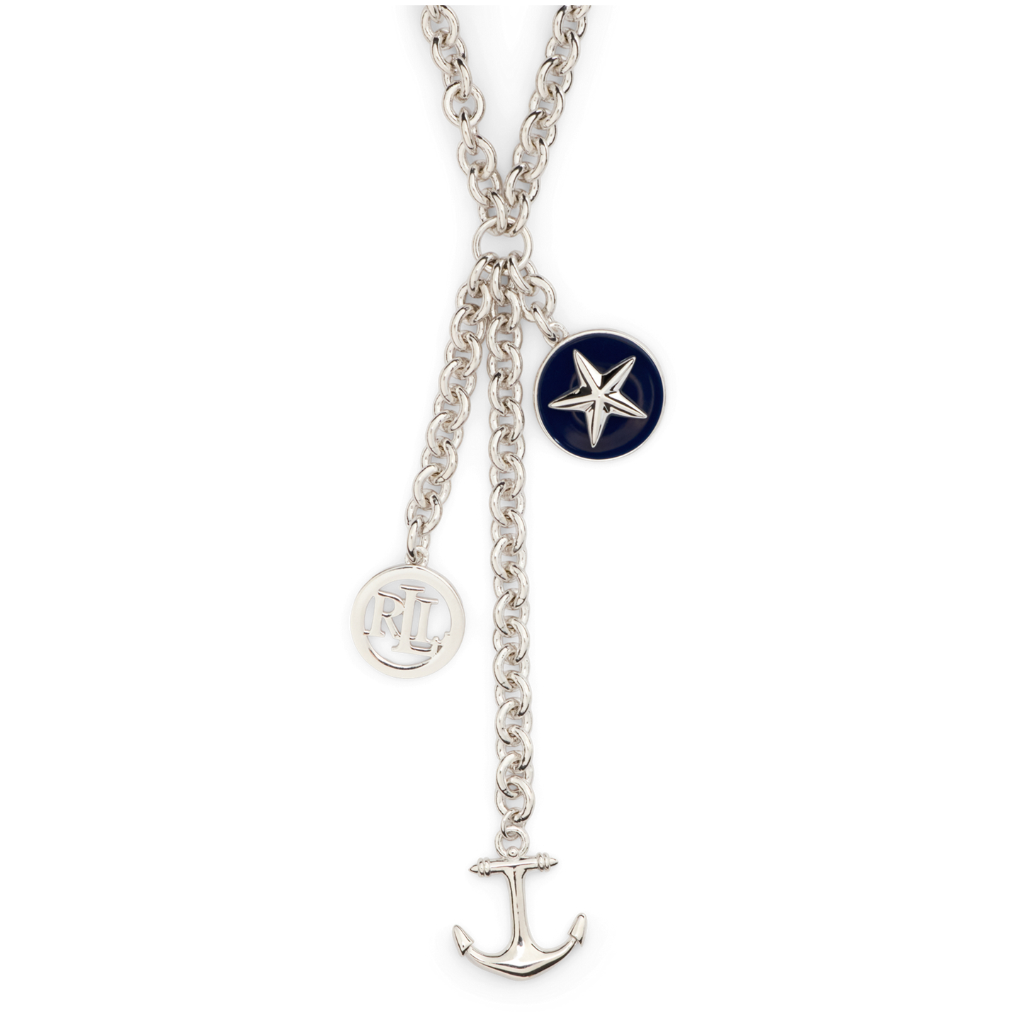 Женское колье Ralph Lauren Sterling Silver Anchor Lariat, цвет: Тёмно-синий — фото 1