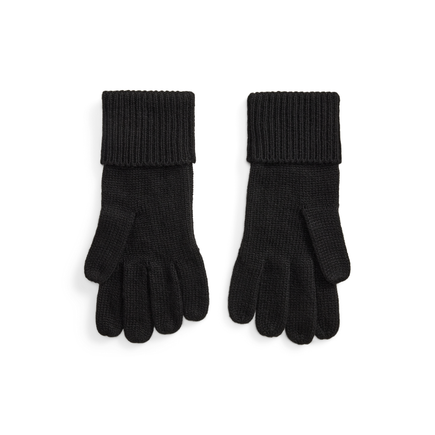 Женские перчатки Ralph Lauren Embroidered-Crest Knit Gloves, цвет: Чёрный — фото 1