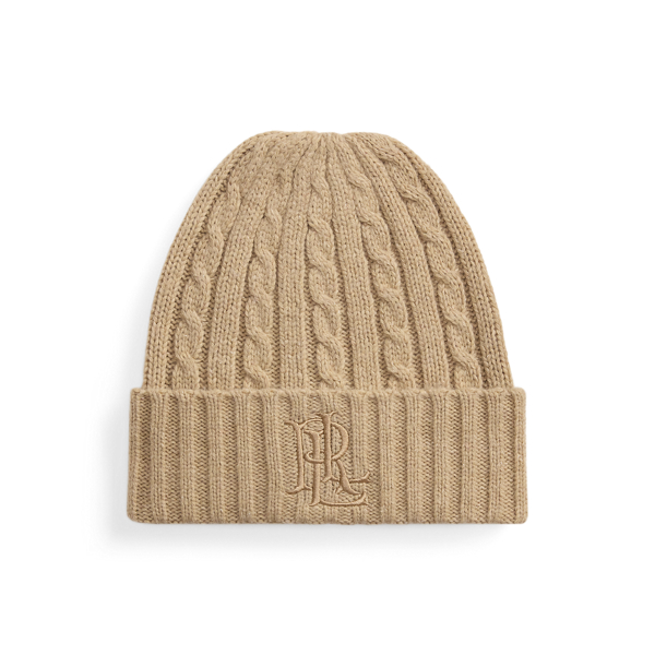 Embroidered-Logo Cable-Knit Beanie