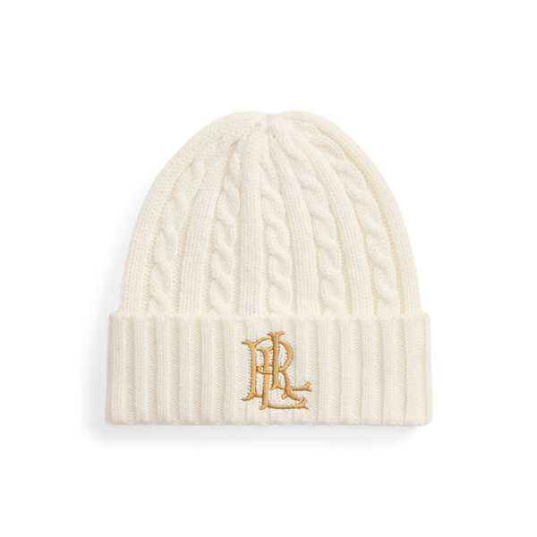 Embroidered-Logo Cable-Knit Beanie