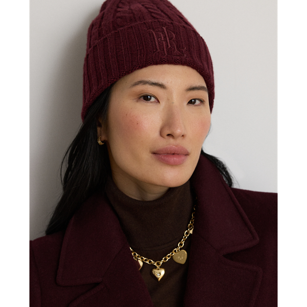 Embroidered-Logo Cable-Knit Beanie