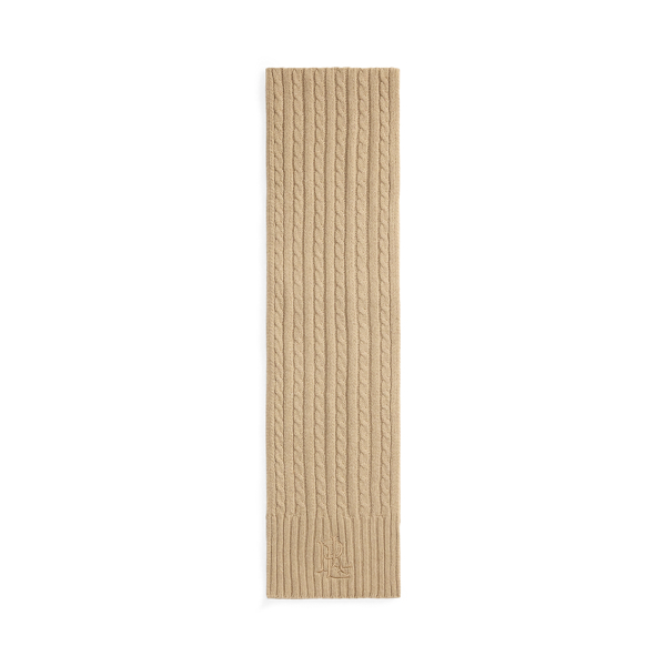 Embroidered-Logo Cable-Knit Scarf