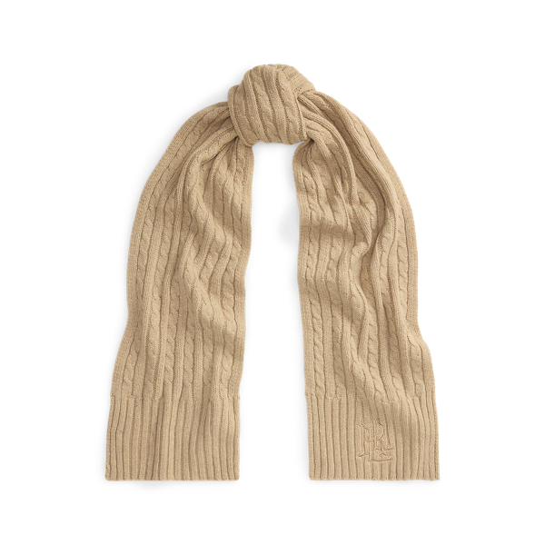 Embroidered-Logo Cable-Knit Scarf