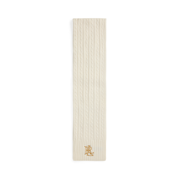 Embroidered-Logo Cable-Knit Scarf