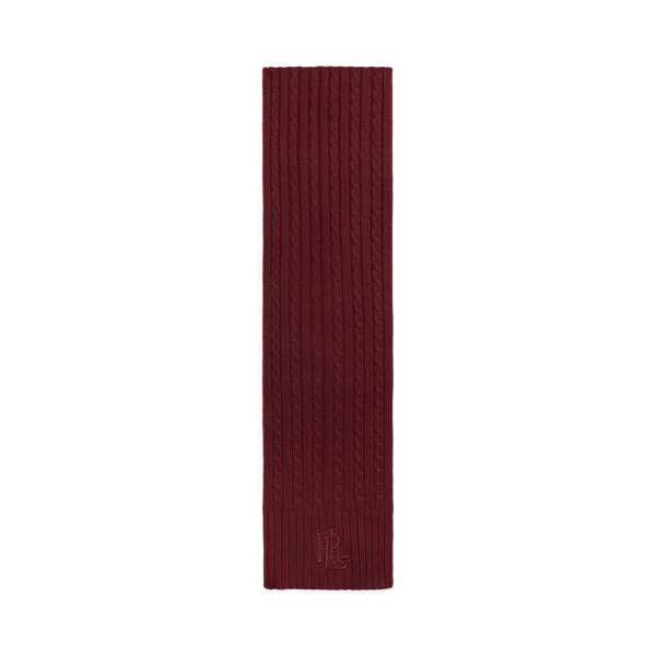 Embroidered-Logo Cable-Knit Scarf