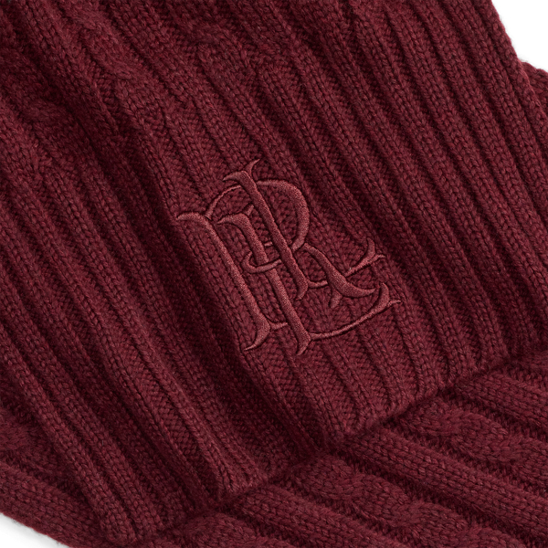Embroidered-Logo Cable-Knit Scarf