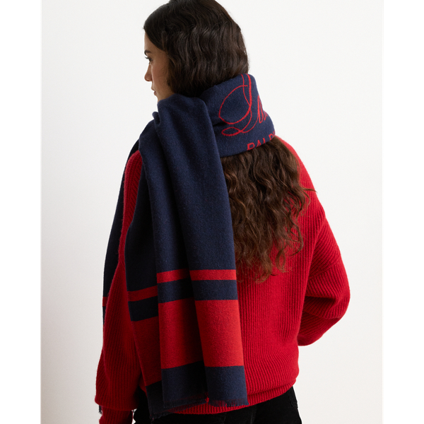 Two-Tone Crest Jacquard Wrap Scarf